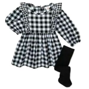 Wonder Nation baby girl 2 piece set Dress with footed tights Size 18 Months